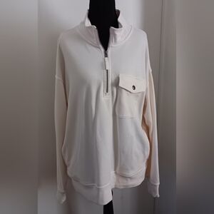 Old Navy Men's Large Cream Colored Long Sleeve 1/4 Zip Sweater/Top